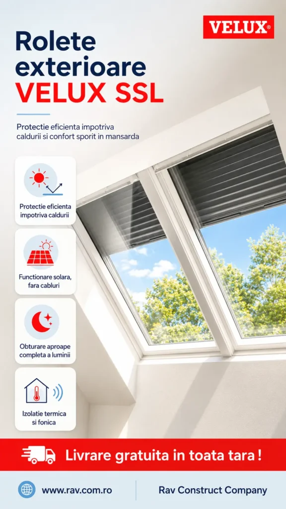Confort termic mai bun in mansarda cu rolete VELUX SSL
